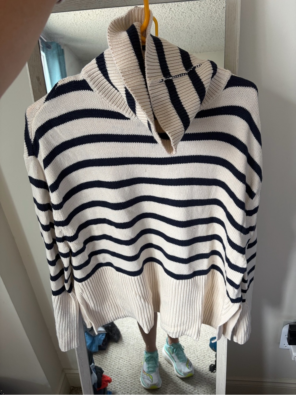 GAP Striped Cowl Neck Sweater in Cream & Navy, 100% cotton, small